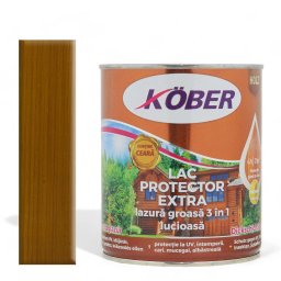 Lac colorat lemn, Kober Extra 3 in 1, Stejar Inchis, 10 l, lazura groasa,