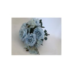 Flori Artificiale Buchet 7 Trandafiri Cu 4 Hortensii Bleo