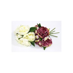 Flori Artificiale Buchet Bujori Legati Alb-Crem