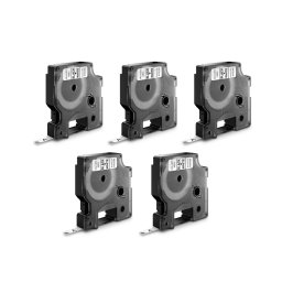 Set 5 benzi DYMO LabelManager 6 mm negru pe alb pentru CD, DVD, carcase multimedia si organizarea arhivelor digitale S0720780