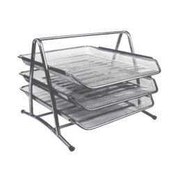 Set 3 tavite metalice suprapozabile, argintiu