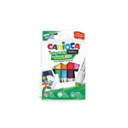 Creioane tempera, lavabile, 10 culori/cutie, CARIOCA Temperello Fabric