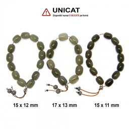 Mala din Cuart cu Actinolit - Accesorii de Argint - 11-13 Bile - Margele de Butoias - 15-17 x 11-13 mm