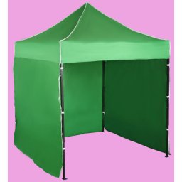 Pavilion de grădină 2x2m – din oțel, Verde, 3 pereţi laterali