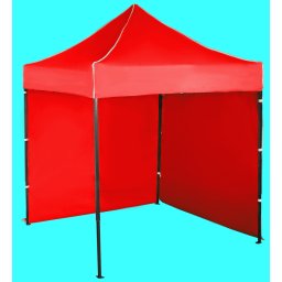 Pavilion de grădină 2x2m – din oțel, Roșu, 2 pereţi laterali