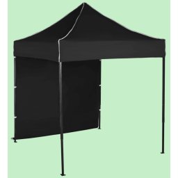 Pavilion de grădină 2x2m – din oțel, Negru, 1 perete lateral