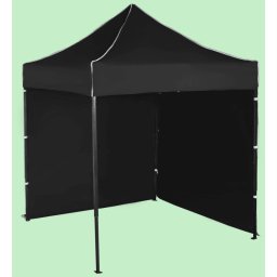 Pavilion de grădină 2x2m – din oțel, Negru, 2 pereţi laterali