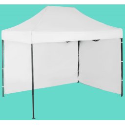 Pavilion de grădină 2x3m - din oțel, Alb, 2 pereţi laterali