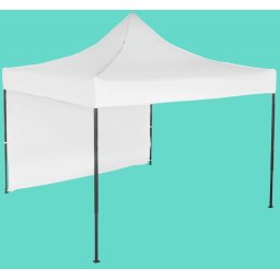 Pavilion de grădină 3x3m – din oțel, Alb, 1 perete lateral