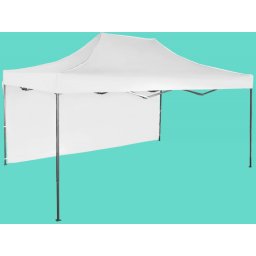 Pavilion de grădină 3x4,5m – din oțel, Alb, 1 perete lateral