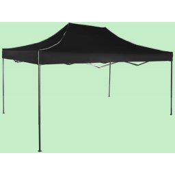 Pavilion de grădină 3x4,5m – din oțel, Negru, Fără pereţi laterali