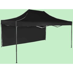 Pavilion de grădină 3x4,5m – din oțel, Negru, 1 perete lateral