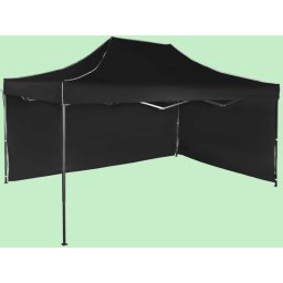 Pavilion de grădină 3x4,5m – din oțel, Negru, 2 pereţi laterali