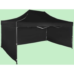 Pavilion de grădină 3x4,5m – din oțel, Negru, 3 pereţi laterali
