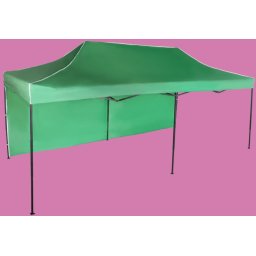 Pavilion de grădină 3x6m – din oțel, Verde, 1 perete lateral