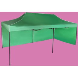 Pavilion de grădină 3x6m – din oțel, Verde, 2 pereţi laterali