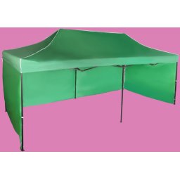 Pavilion de grădină 3x6m – din oțel, Verde, 3 pereţi laterali