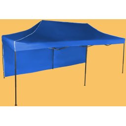 Pavilion de grădină 3x6m – din oțel, Albastru, 1 perete lateral
