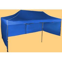 Pavilion de grădină 3x6m – din oțel, Albastru, 3 pereţi laterali