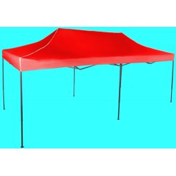 Pavilion de grădină 3x6m – din oțel, Roșu, Fără pereţi laterali