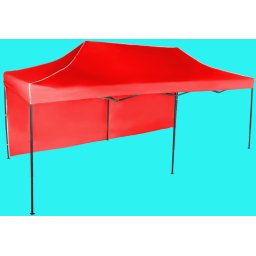 Pavilion de grădină 3x6m – din oțel, Roșu, 1 perete lateral