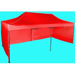 Pavilion de grădină 3x6m – din oțel, Roșu, 3 pereţi laterali