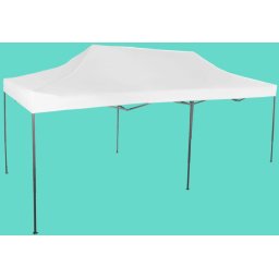 Pavilion de grădină 3x6m – din oțel, Alb, Fără pereţi laterali