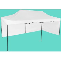 Pavilion de grădină 3x6m – din oțel, Alb, 2 pereţi laterali