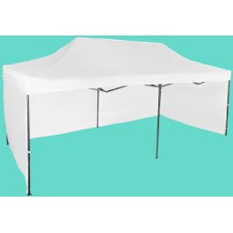 Pavilion de grădină 3x6m – din oțel, Alb, 3 pereţi laterali