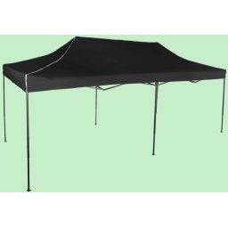 Pavilion de grădină 3x6m – din oțel, Negru, Fără pereţi laterali