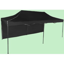 Pavilion de grădină 3x6m – din oțel, Negru, 1 perete lateral