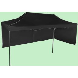 Pavilion de grădină 3x6m – din oțel, Negru, 2 pereţi laterali
