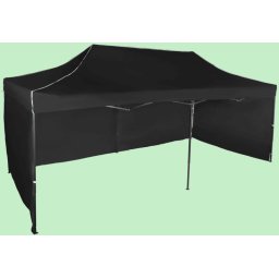 Pavilion de grădină 3x6m – din oțel, Negru, 3 pereţi laterali