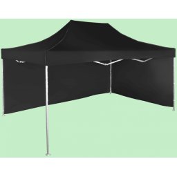 Pavilion de grădină 3x4,5m – din aluminiu, Negru, 2 pereţi laterali