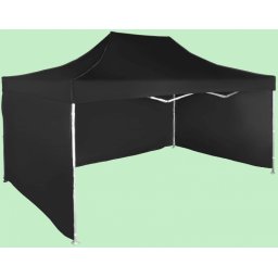 Pavilion de grădină 3x4,5m – din aluminiu, Negru, 3 pereţi laterali