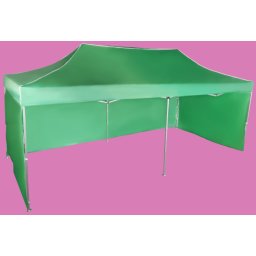 Pavilion de grădină 3x6m – din aluminiu, Verde, 3 pereţi laterali