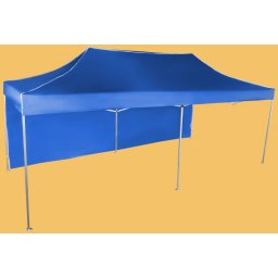 Pavilion de grădină 3x6m – din aluminiu, Albastru, 1 perete lateral