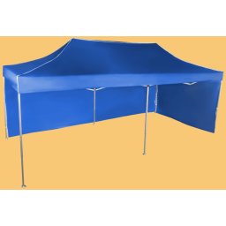 Pavilion de grădină 3x6m – din aluminiu, Albastru, 2 pereţi laterali