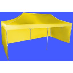 Pavilion de grădină 3x6m – din aluminiu, Galben, 3 pereţi laterali