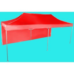 Pavilion de grădină 3x6m – din aluminiu, Roșu, 1 perete lateral