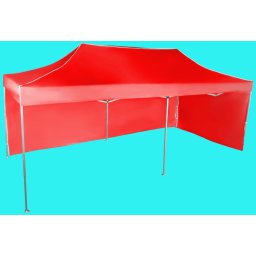 Pavilion de grădină 3x6m – din aluminiu, Roșu, 2 pereţi laterali
