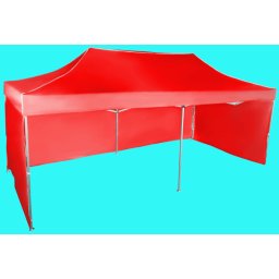 Pavilion de grădină 3x6m – din aluminiu, Roșu, 3 pereţi laterali