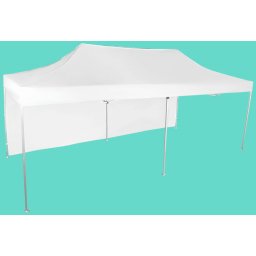 Pavilion de grădină 3x6m – din aluminiu, Alb, 1 perete lateral