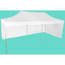 Pavilion de grădină 3x6m – din aluminiu, Alb, 2 pereţi laterali