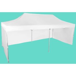 Pavilion de grădină 3x6m – din aluminiu, Alb, 3 pereţi laterali