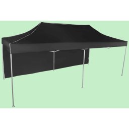 Pavilion de grădină 3x6m – din aluminiu, Negru, 1 perete lateral