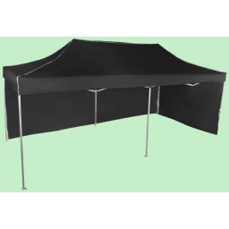 Pavilion de grădină 3x6m – din aluminiu, Negru, 2 pereţi laterali
