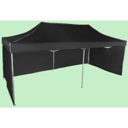Pavilion de grădină 3x6m – din aluminiu, Negru, 3 pereţi laterali