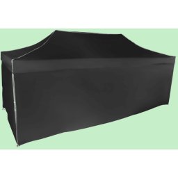 Pavilion de grădină 3x6m – din aluminiu, Negru, 4 pereţi laterali