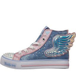 SKECHERS Twinkle Toes Shuffles Fooling Flutters High Tops Blue/Silver